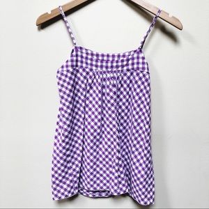 Gap Gingham Sweet Purple A-Line Top